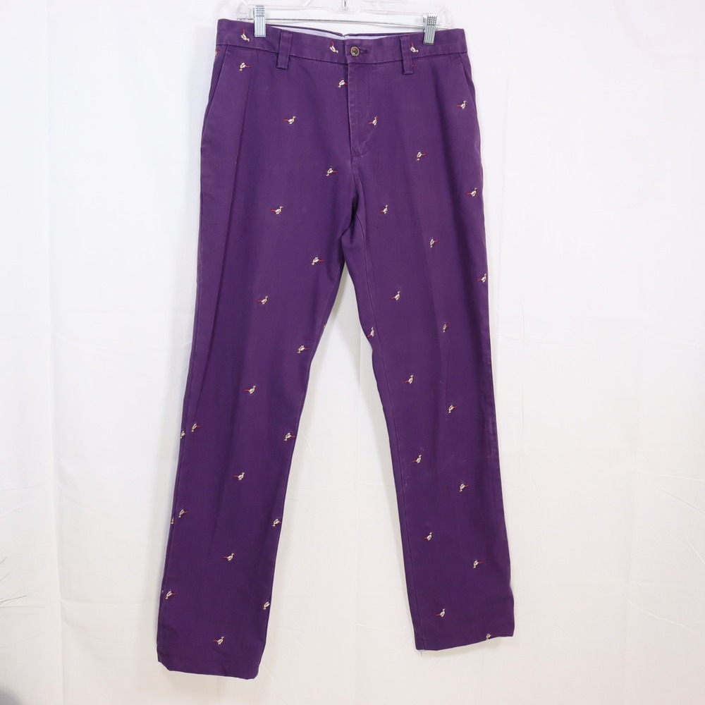 Tommy Hilfiger Chino Pants 34x34 Purple‎ Mens Pheasant Embroidered Slim Fit